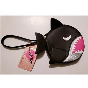 Betsey Johnson | Black Shark Coin Purse Wristlet